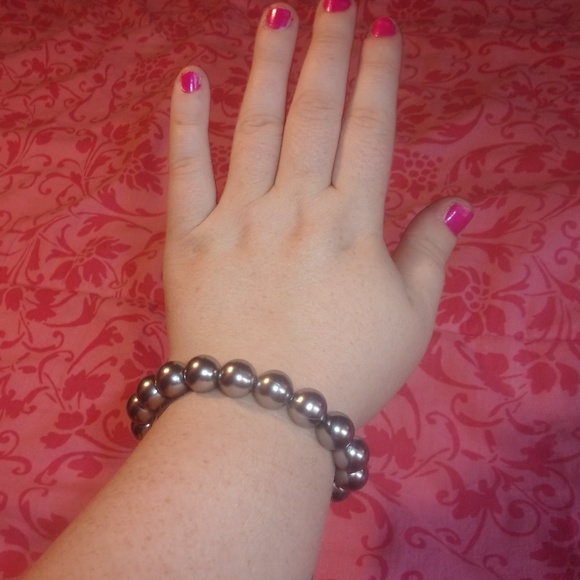 jcpenney Jewelry Womens Charcoal Gray Shiny Chunky Beaded Bracelet